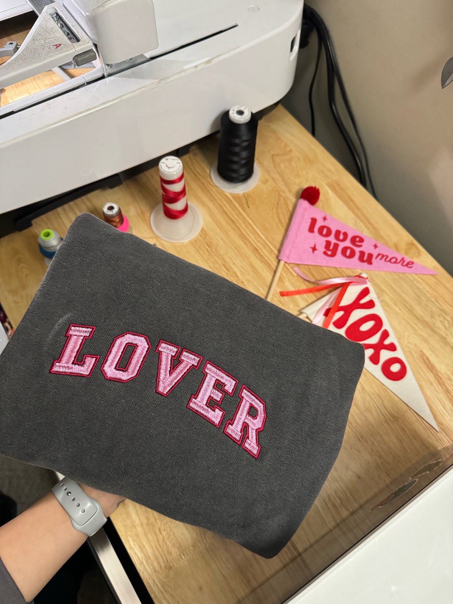 Valentines Day Lover Embroidered Sweatshirt Comfort Colors Crewneck Gift for Her Cozy image 1