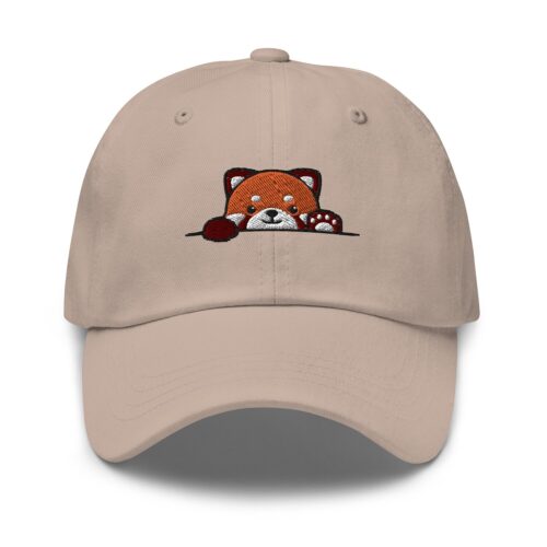 Waving Red Panda Paws Up Embroidered Hat - Adjustable Red Panda Baseball Cap Panda Lover Gift image 0