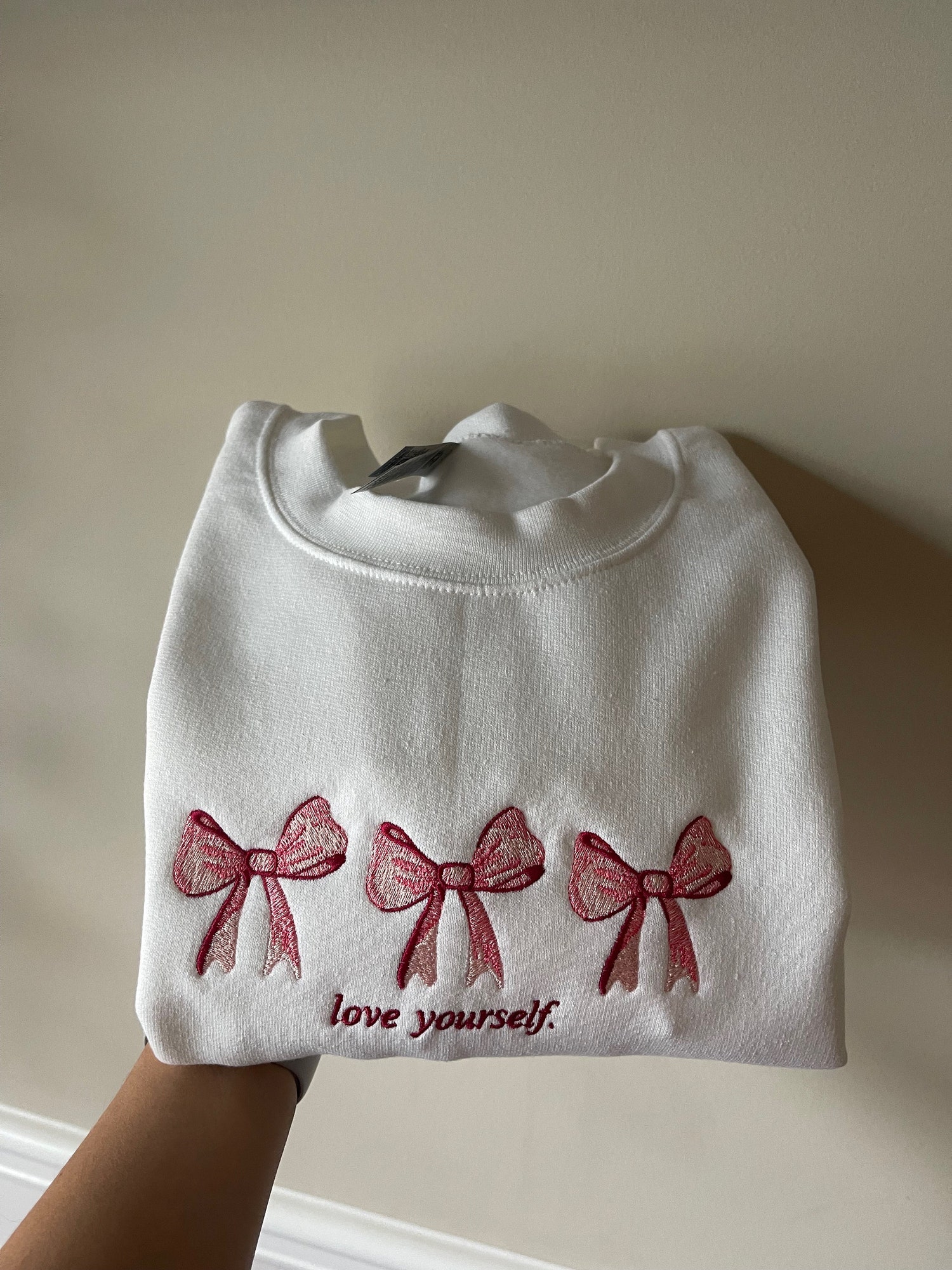 Coquette Embroidered Sweatshirt Preppy Self Love Birthday Gift Comfy Girly Sweater image 4