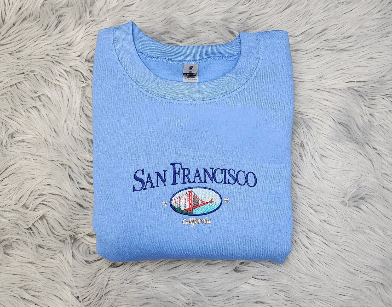 San Francisco Golden Gate Bridge Embroidered Crewneck or Hoodie Unisex California Sweatshirt image 2