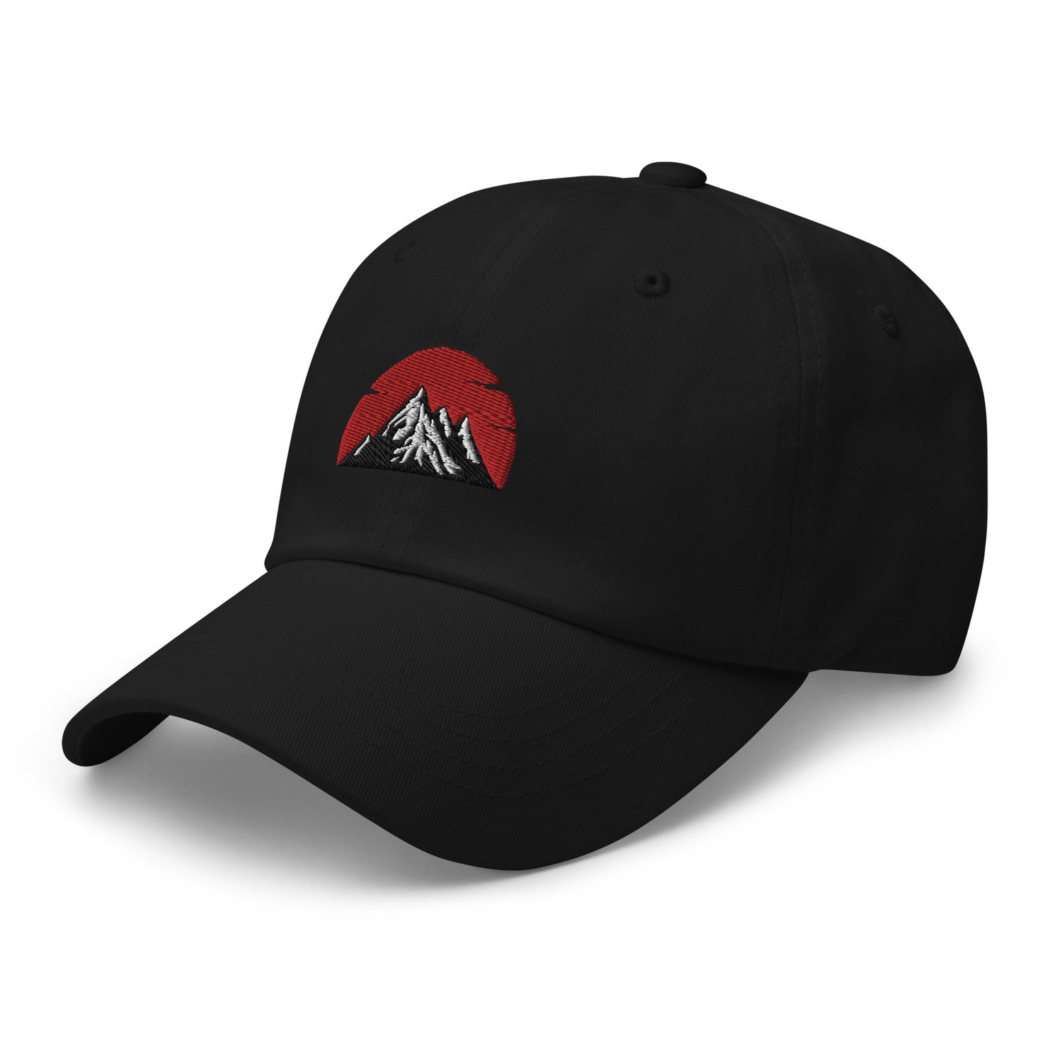 Embroidered Sun in Mountains Dad Hat - Camping Hiking Baseball Cap Gift for Men Women image 4