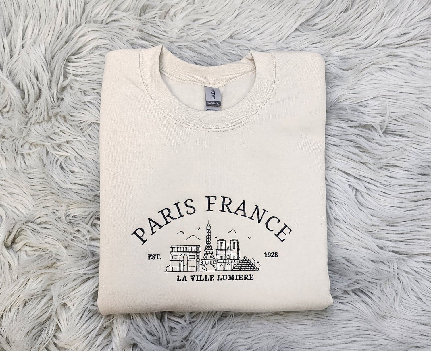 Paris Embroidered Unisex Crewneck Sweatshirt City of Love France Apparel image 1