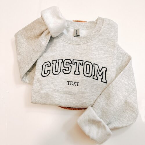 Custom Embroidered Varsity Crewneck Sweatshirt Personalized Embroidery Gift image 0