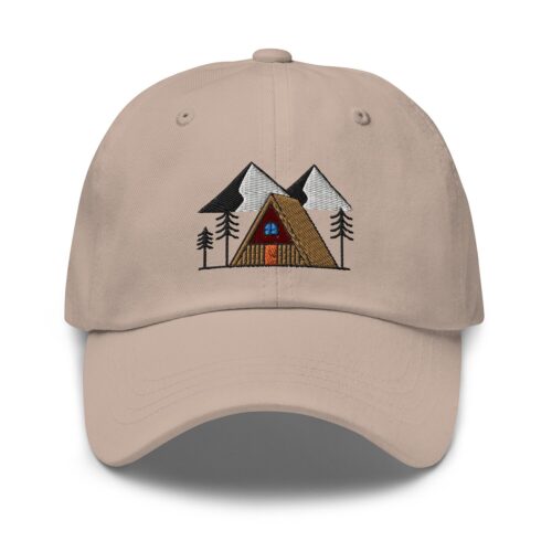 Camping Cabin Embroidered Hat, Camping Holiday Lovers Gift, Cute Campers Handmade Dad Cap, Adjustable Baseball Cap Gifts - Multiple Colors image 0