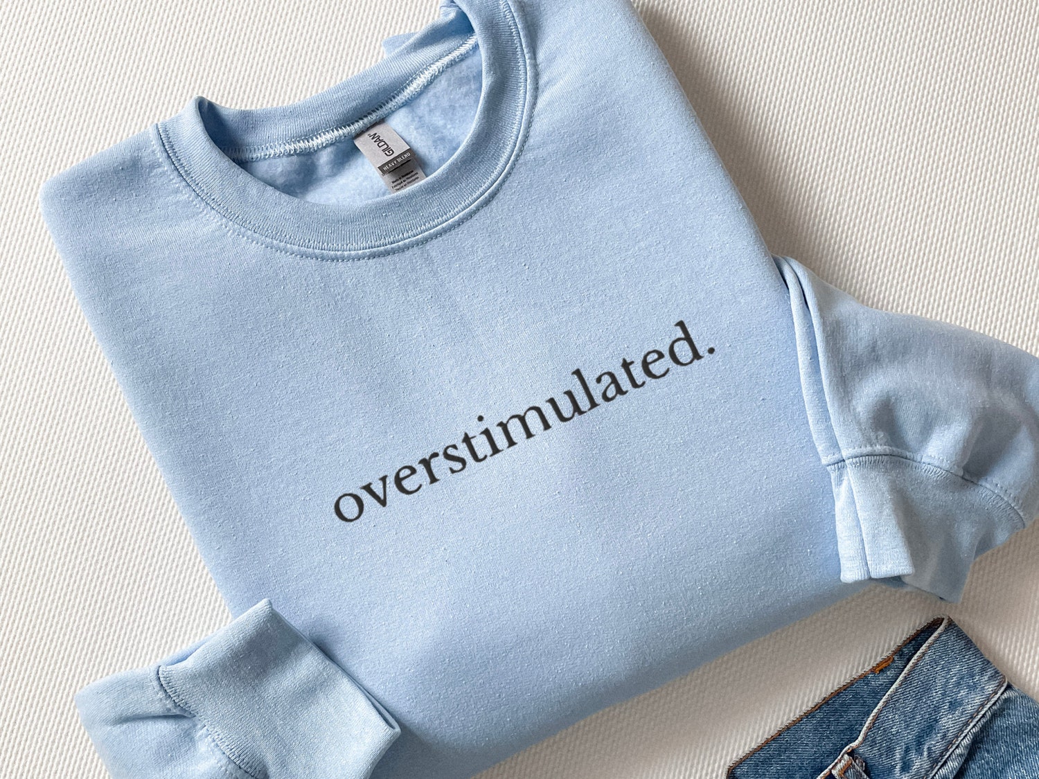 Embroidered Anxiety Sweatshirt Overstimulated Comfortable Sweater Funny Anxious Apparel image 3