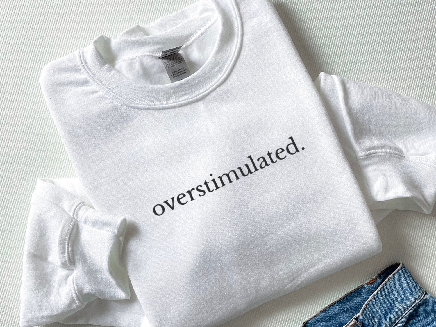 Embroidered Anxiety Sweatshirt Overstimulated Comfortable Sweater Funny Anxious Apparel image 2