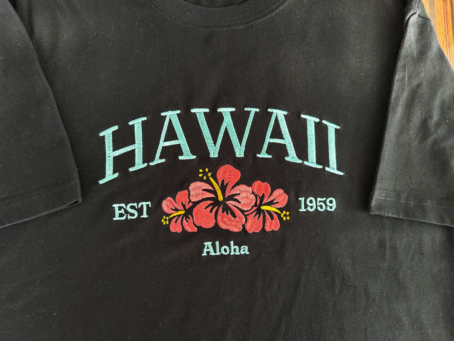 Hawaii Aloha State Embroidered T-shirt Unisex Crew Neck Sweatshirt Gift For Her image 1