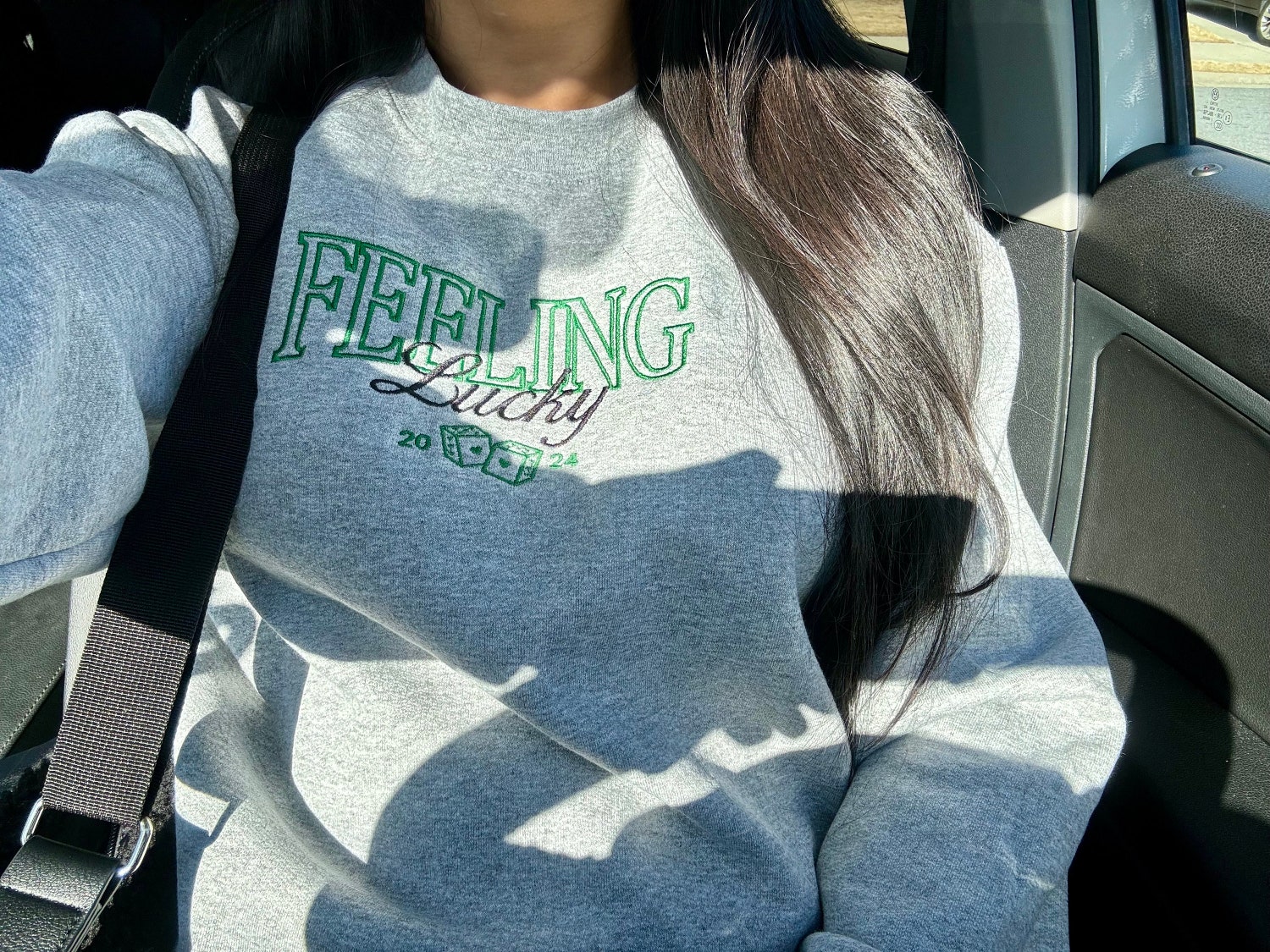 Lucky Embroidered St Patrick's Day Sweatshirt Gifts for Friends Feeling Lucky Apparel image 1