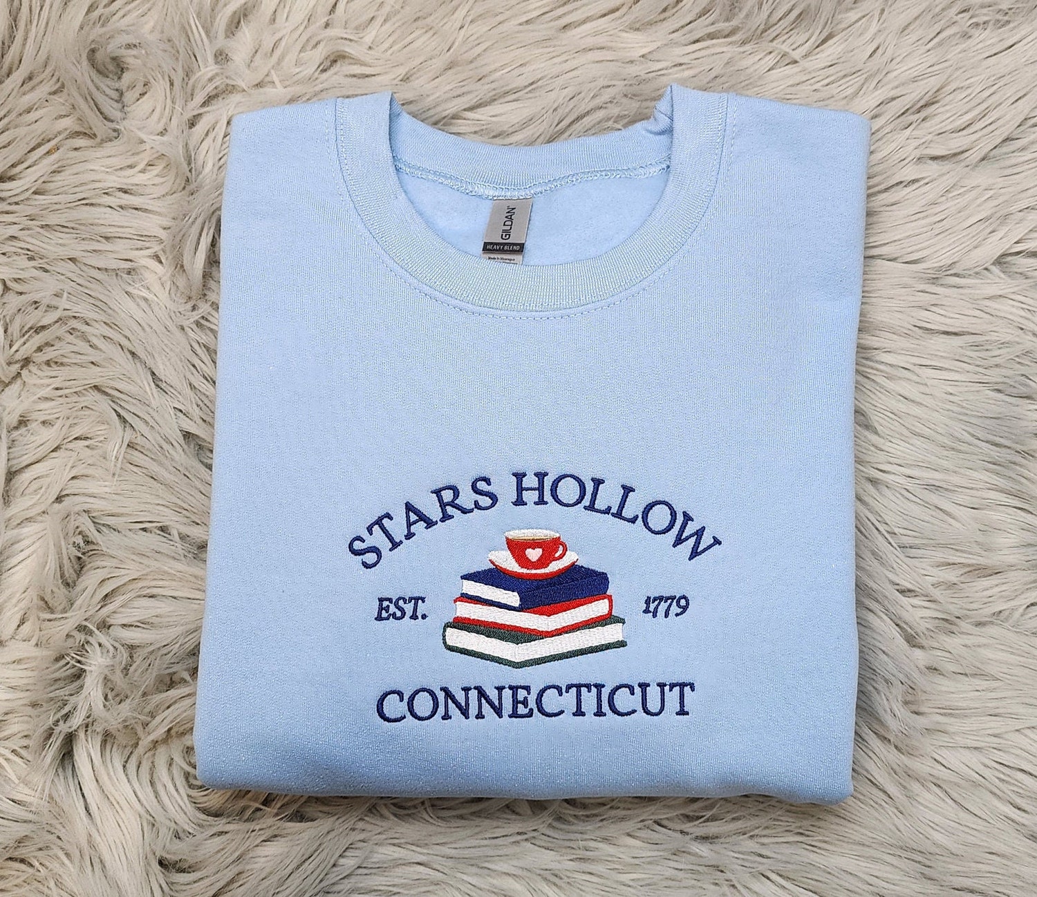 Stars Hollow Connecticut Embroidered Sweatshirt Unisex Hoodie or Sweatshirt with Book Design image 3