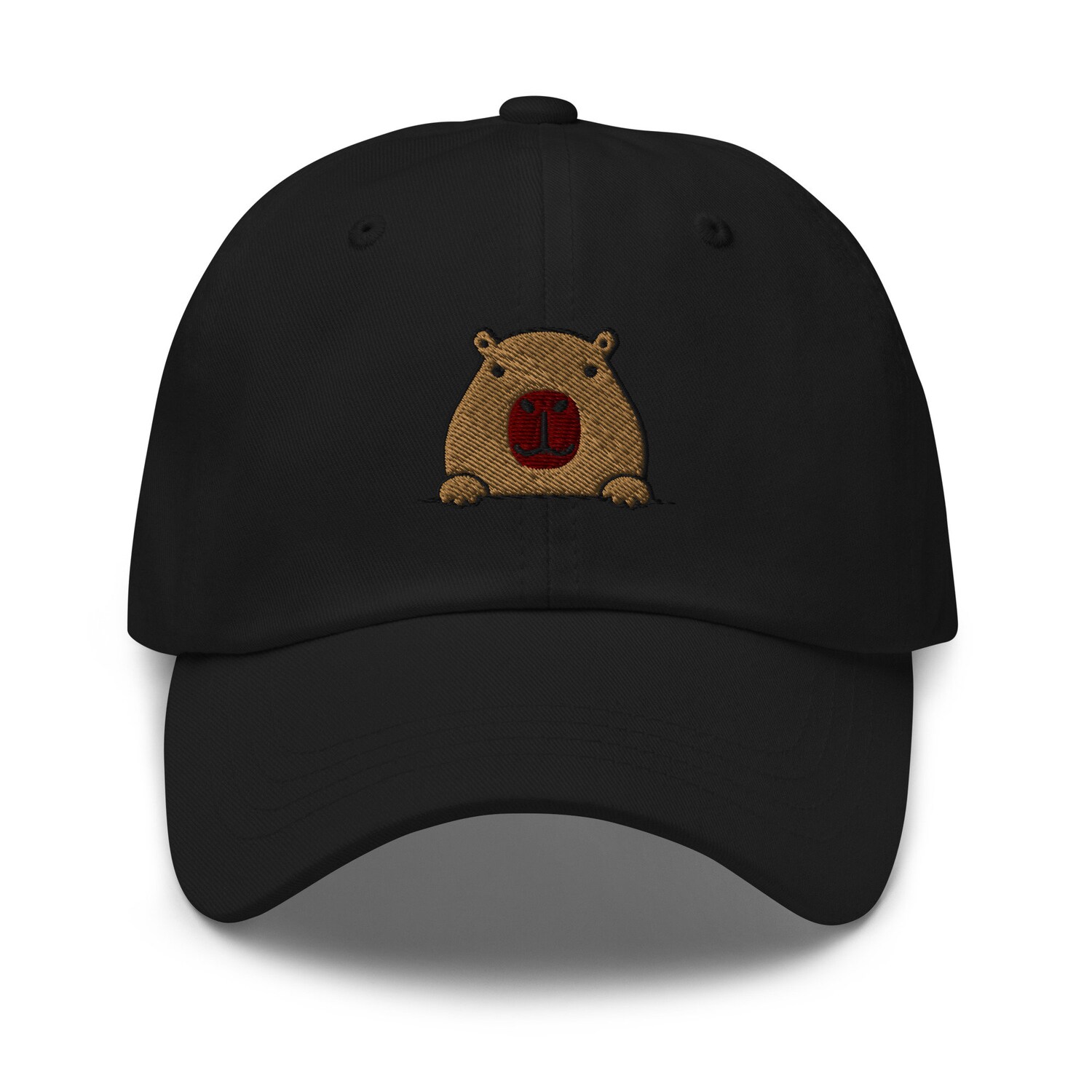 Capybara Peeking Embroidered Dad Hat - Cute Capybara Lover Gift Unisex Adjustable Baseball Cap image 1