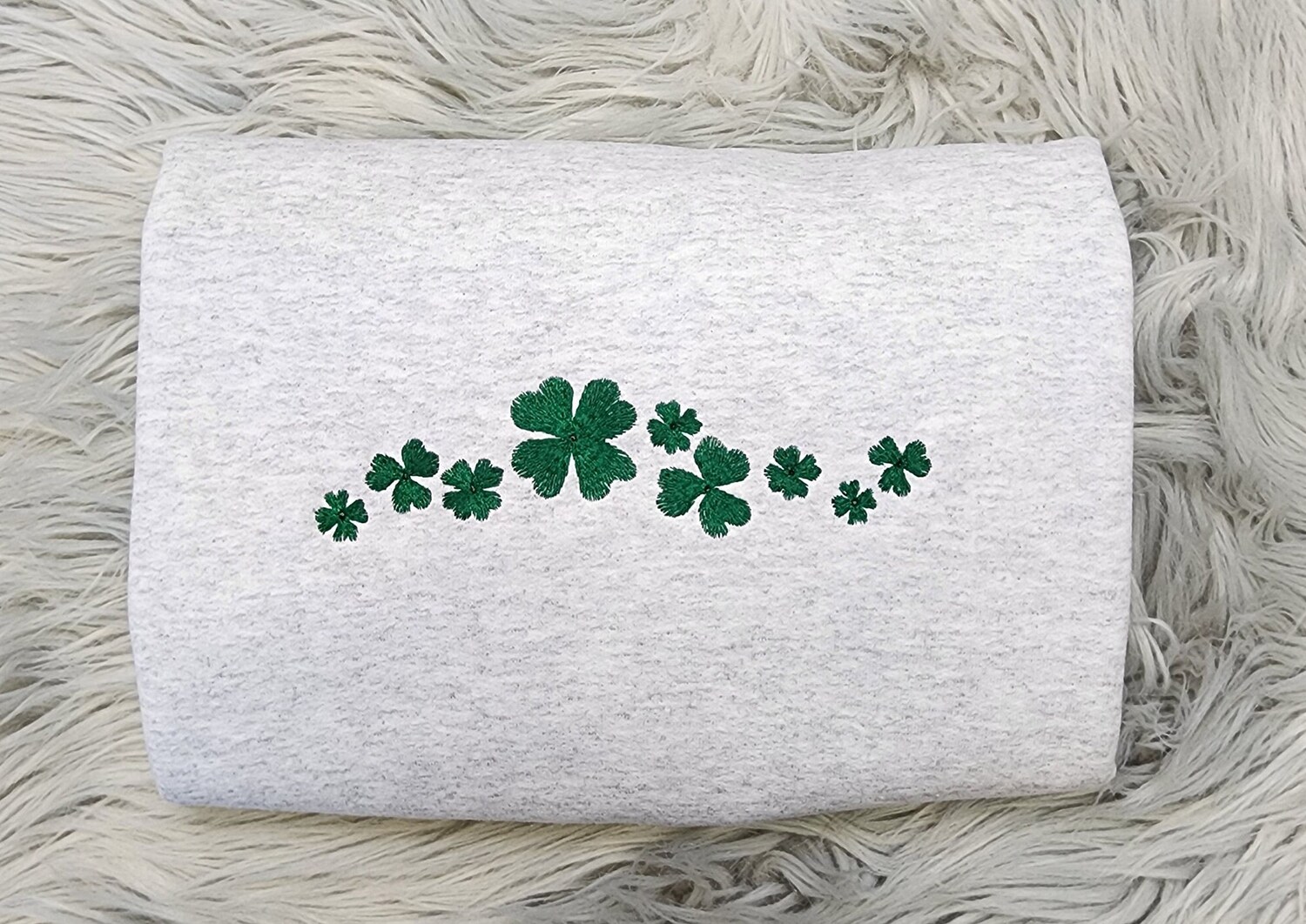 St. Patrick's Day Unisex Sweatshirt with Embroidered Shamrocks Design Men and Women image 1