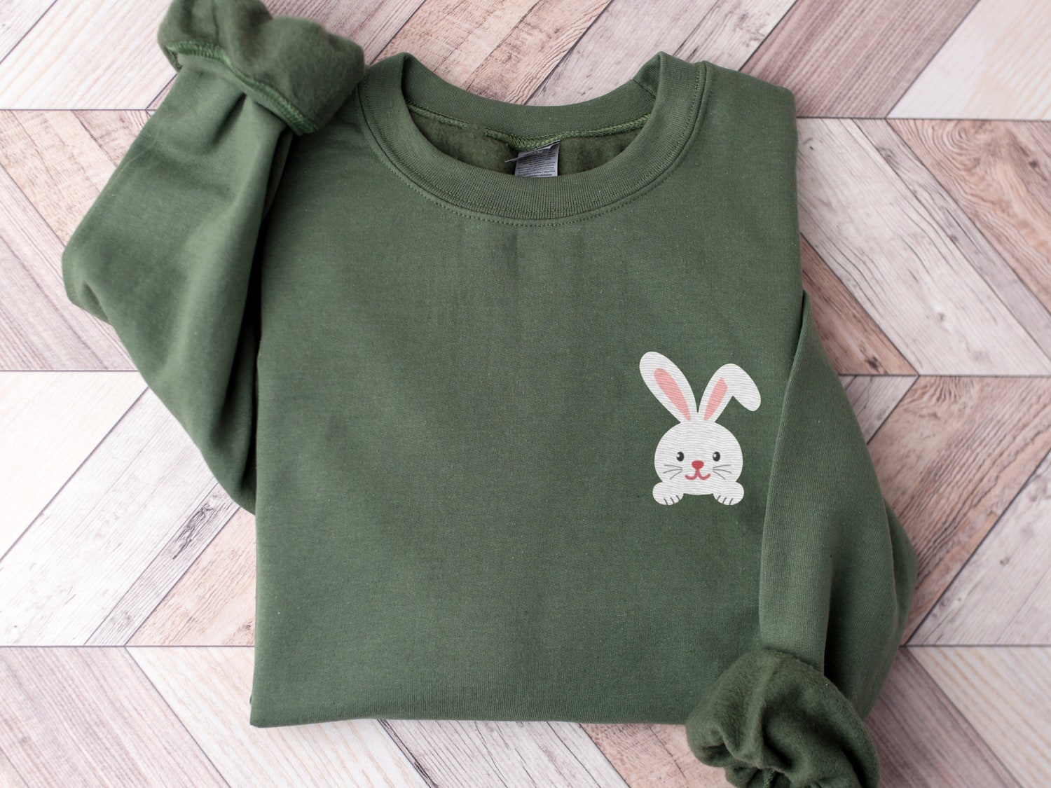 Embroidered Bunny Easter Sweatshirt Rabbit Shirt Easter Carrot Gift Unisex Holiday Shirt image 2