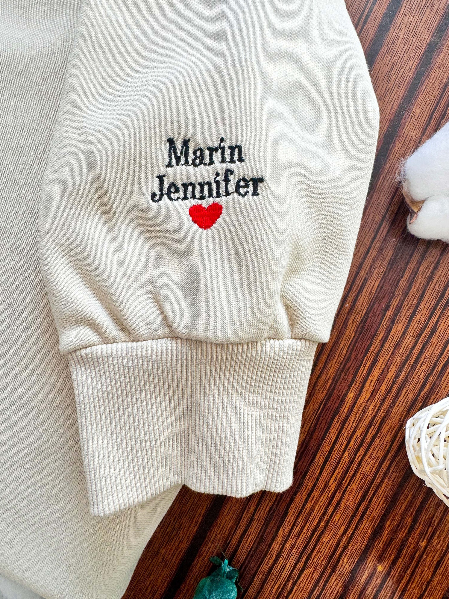 Custom Mama Sweatshirt with Heart Embroidery Personalized Sleeve Embroidery Gift for Her image 2