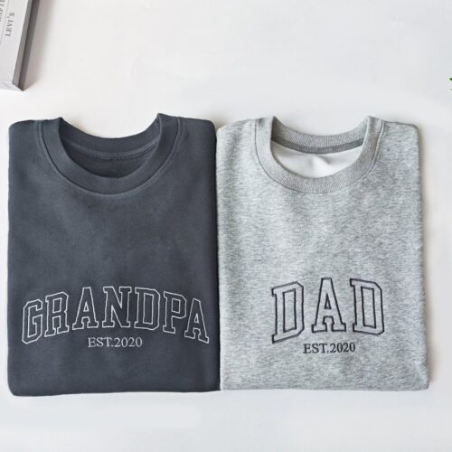 Personalized Embroidered Papa Dad Grandpa Heart Sweatshirt Father's Day Gift New Dad Gift image 0