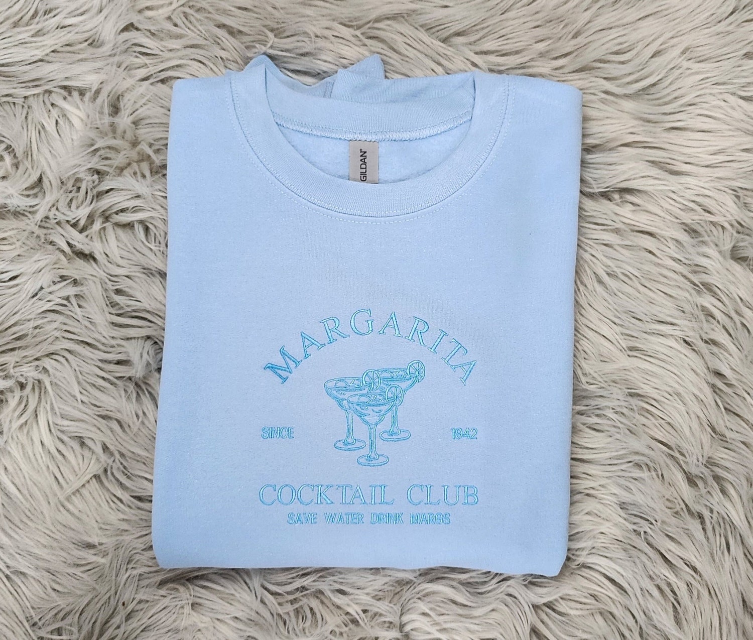 Embroidered Margarita Cocktail Club Crewneck Sweatshirt Save Water Drink Margaritas Shirt image 2
