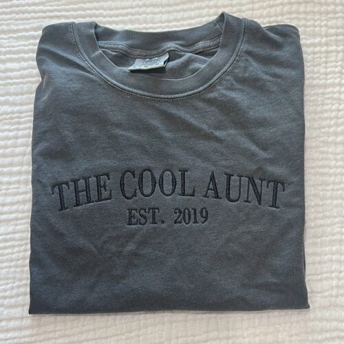 Custom Embroidered Comfort Colors Shirt The Cool Aunt Gift Personalized Auntie Gift image 0