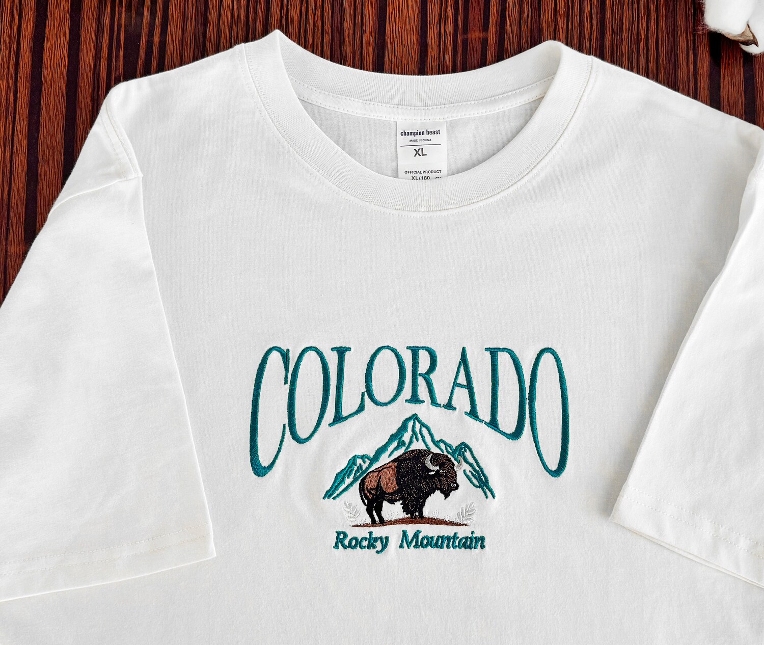 Colorado Mountain Bison Embroidered Unisex T-shirt Crew Neck Sweatshirt Nature Apparel image 1