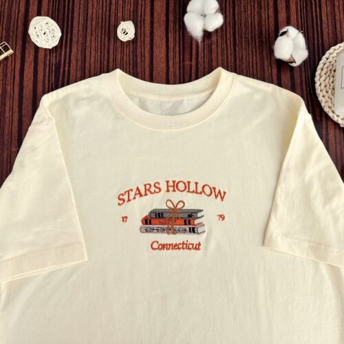 Stars Hollow Connecticut Embroidered T-Shirt Unisex Book Lover Sweatshirt Gilmore Girls Merchandise image 0