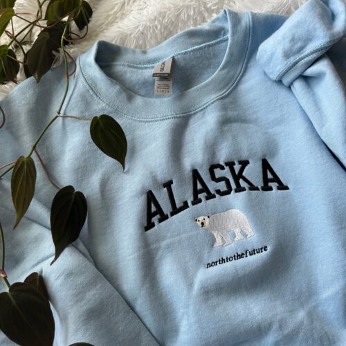 Alaska Embroidered Sweatshirt Alaska Souvenir Gift Cute Crewneck for Her and Him image 0