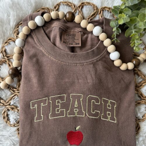 Personalized Embroidered Teacher T-Shirt Back to School Middle Elementary School Tee image 0