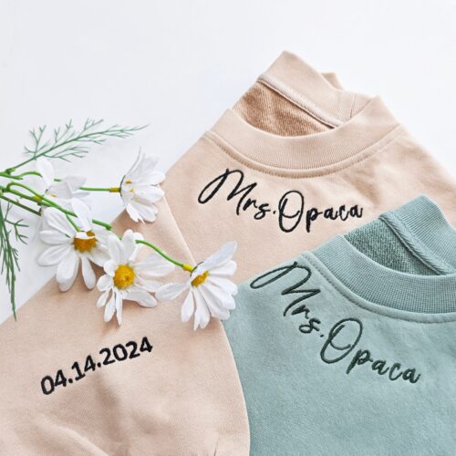 Custom Future Bride Sweatshirt with Personalized Date and Name Embroidery Engagement Gift image 0