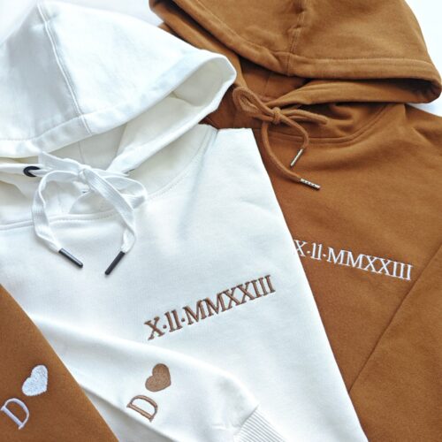 Personalized Embroidered Roman Numeral Hoodie with Initials - Valentine’s Day or Anniversary Gift image 0