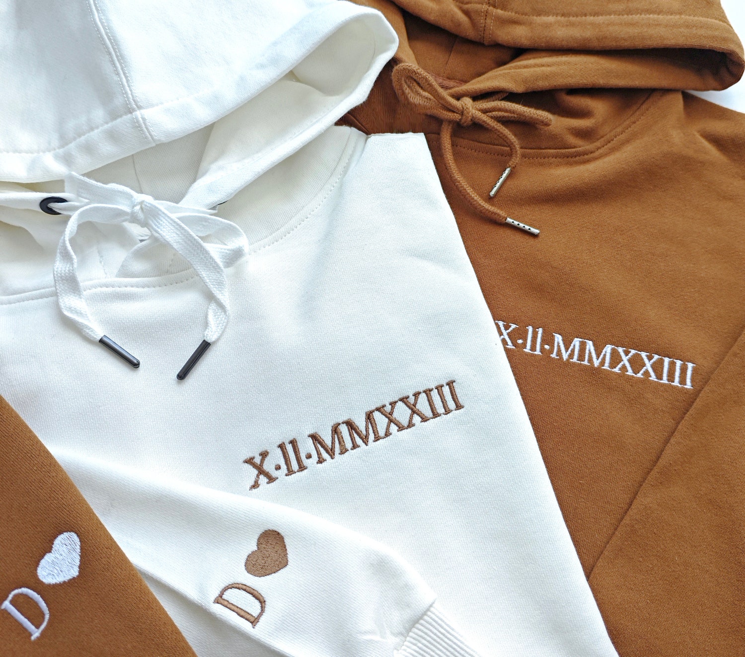 Personalized Embroidered Roman Numeral Hoodie with Initials - Valentine’s Day or Anniversary Gift image 1