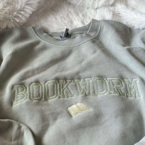 Bookworm Embroidered Sweatshirt Comfort Colors Bookish Crewneck Gifts for Book Lovers image 0