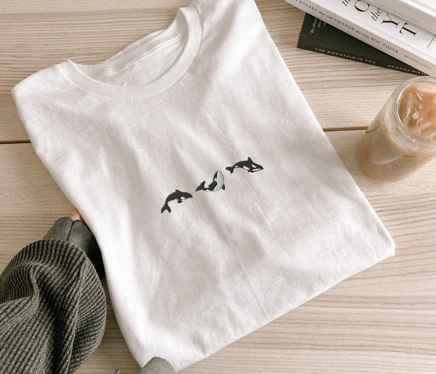 Embroidered Orca Whale T-Shirt Unisex Comfort Colors Marine Biology Gift Shark Tee image 1