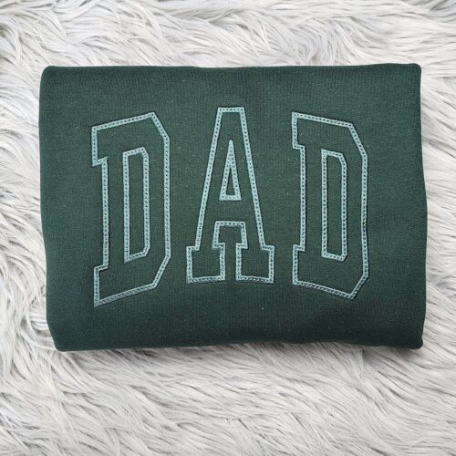 Dad Varsity Lettering Embroidered Crewneck or Hoodie Best Dad Ever Gift Custom Sleeve Option image 0