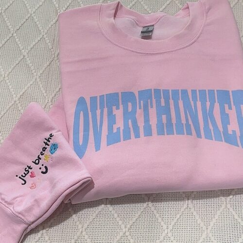 Overthinker Embroidered Sweatshirt Hoodie Mental Health Awareness Apparel image 0