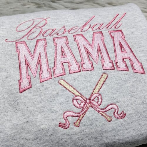 Baseball Mama Embroidered Crewneck Sweatshirt Cute Baseball Mom Shirt Gift for Her image 0