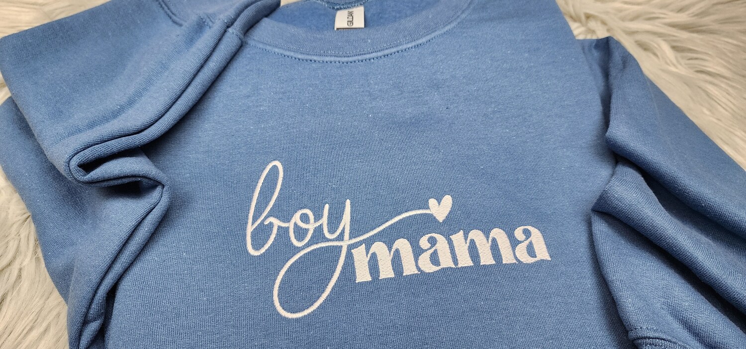 Boy Mama Embroidered Crewneck Sweatshirt Boy Mom Gift Mother's Day Present image 1