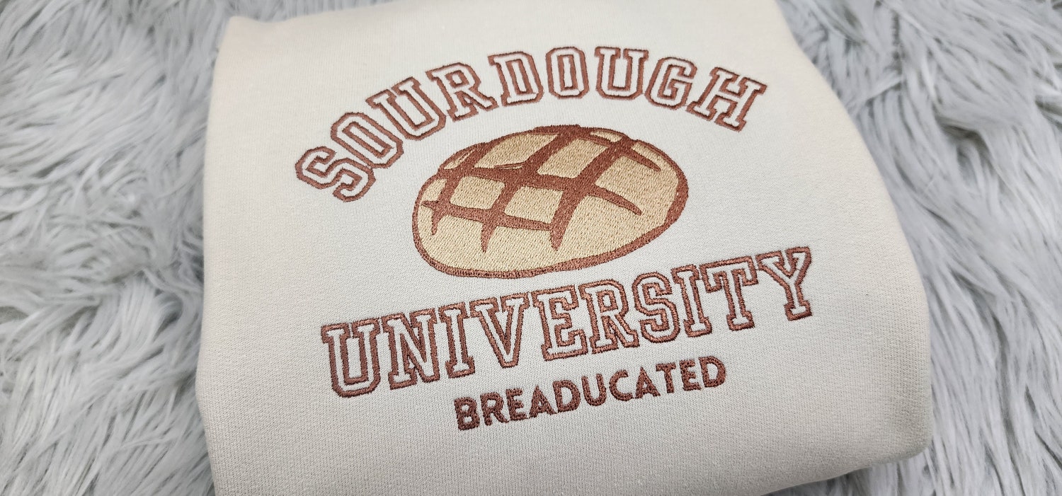 Sourdough University Embroidered Crewneck Sweatshirt Gift for Bread Bakers and Enthusiasts image 1