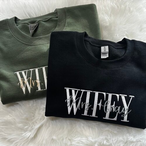 Custom Embroidered Wifey Sweatshirt Bride to Be Gift Bridal Shower Engagement Crewneck image 0