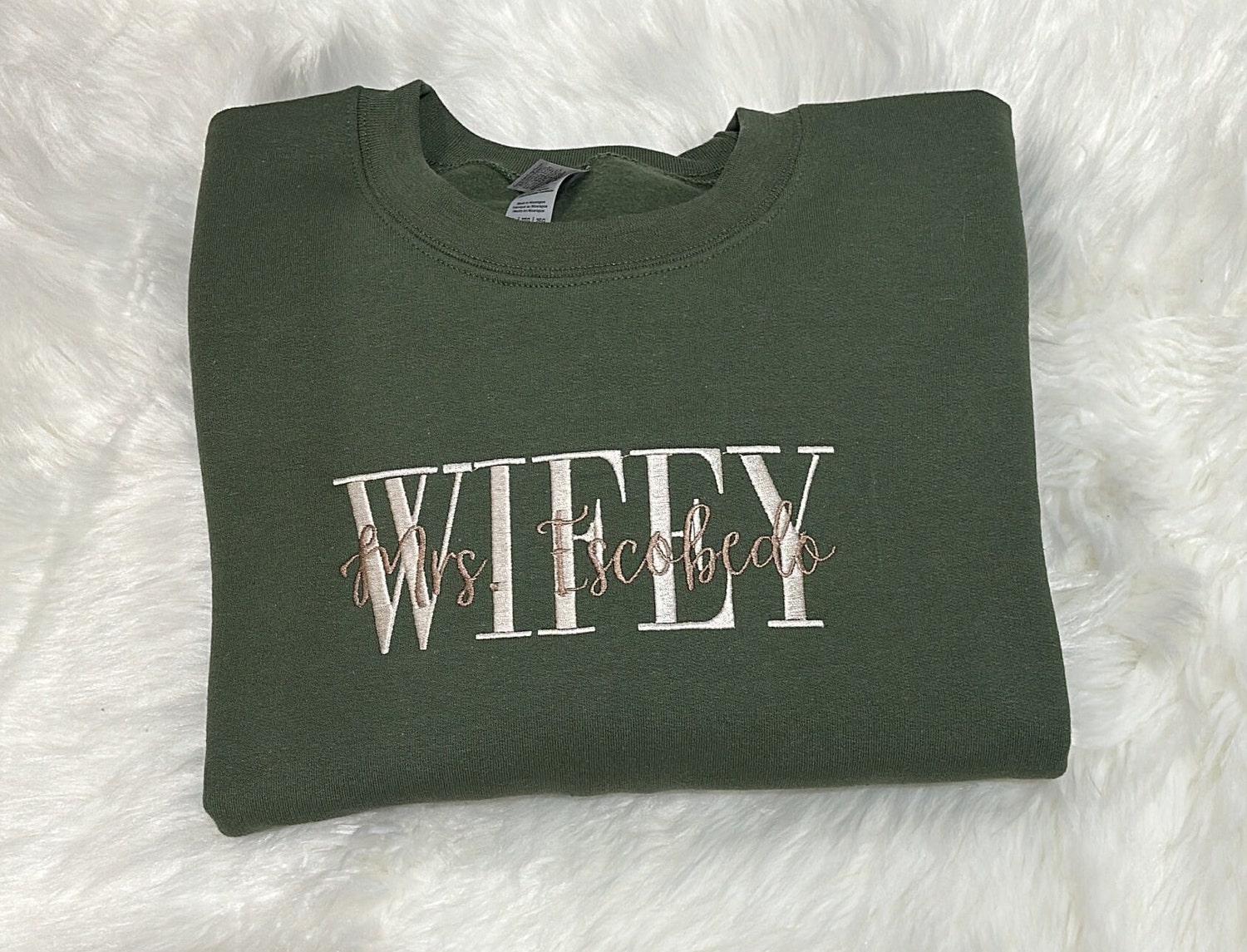 Custom Embroidered Wifey Sweatshirt Bride to Be Gift Bridal Shower Engagement Crewneck image 1