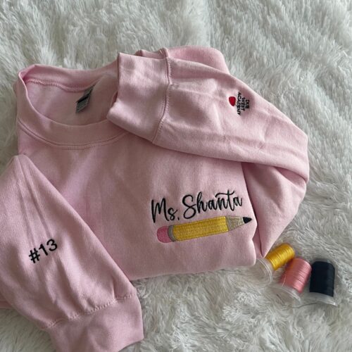 Personalized Embroidered Teacher Sweatshirt - Cute Teacher Appreciation Gift image 0