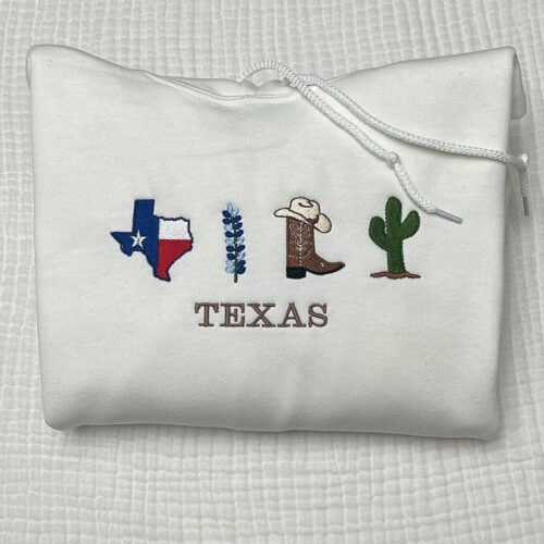 Texas State Embroidered Sweatshirt Hoodie Texas Gift for Him or Her image 0