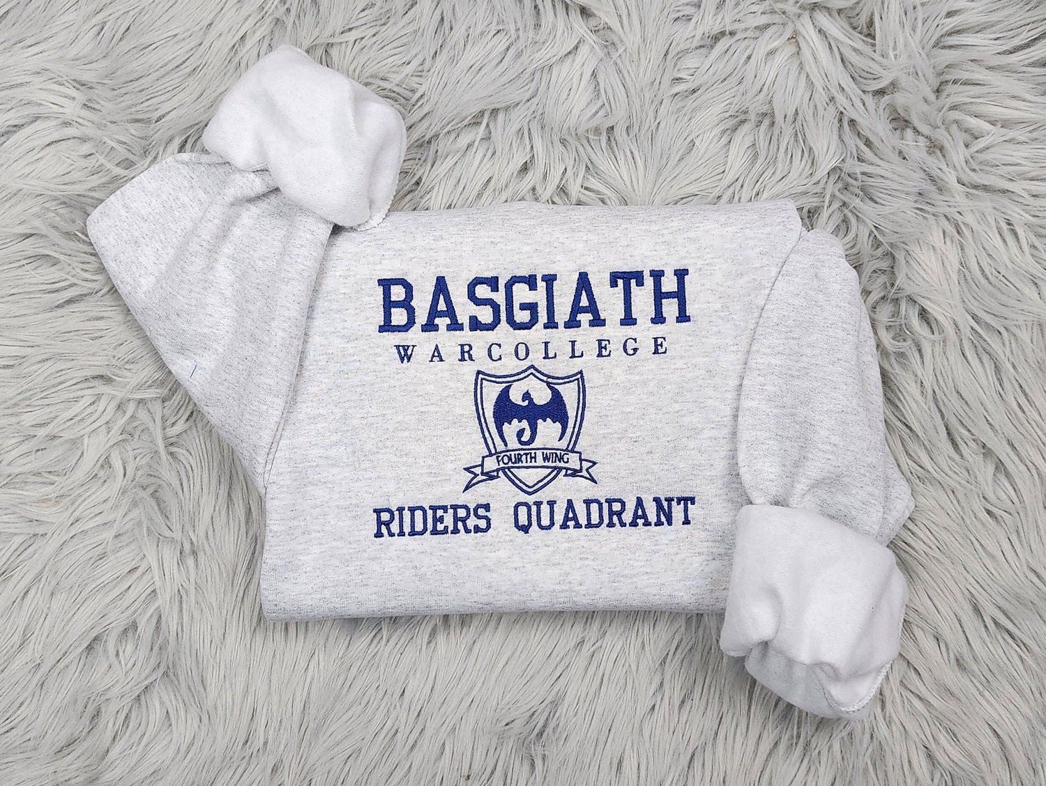 BASGIATH War College Embroidered Crewneck Fourth Wing Dragons and Books Sweater image 1