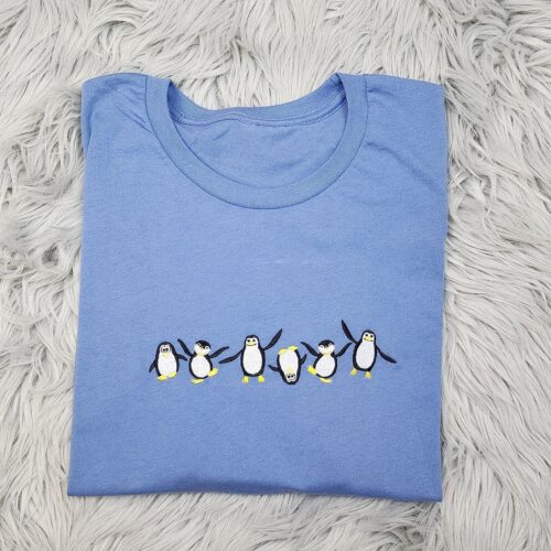 Cute Penguins Embroidered Crewneck Sweatshirt Penguin Hoodie Funny Penguin T-Shirt image 0