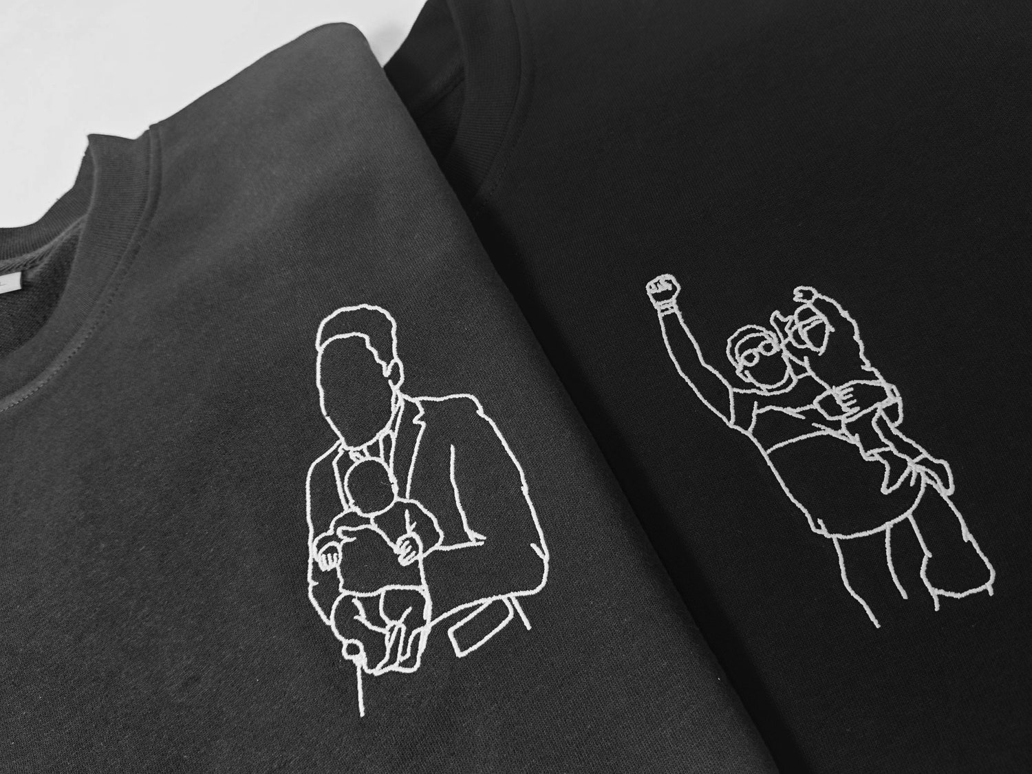 Custom Father's Day Embroidered Sweatshirt - Family Portrait Hoodie - Funny Dad Gifts image 2