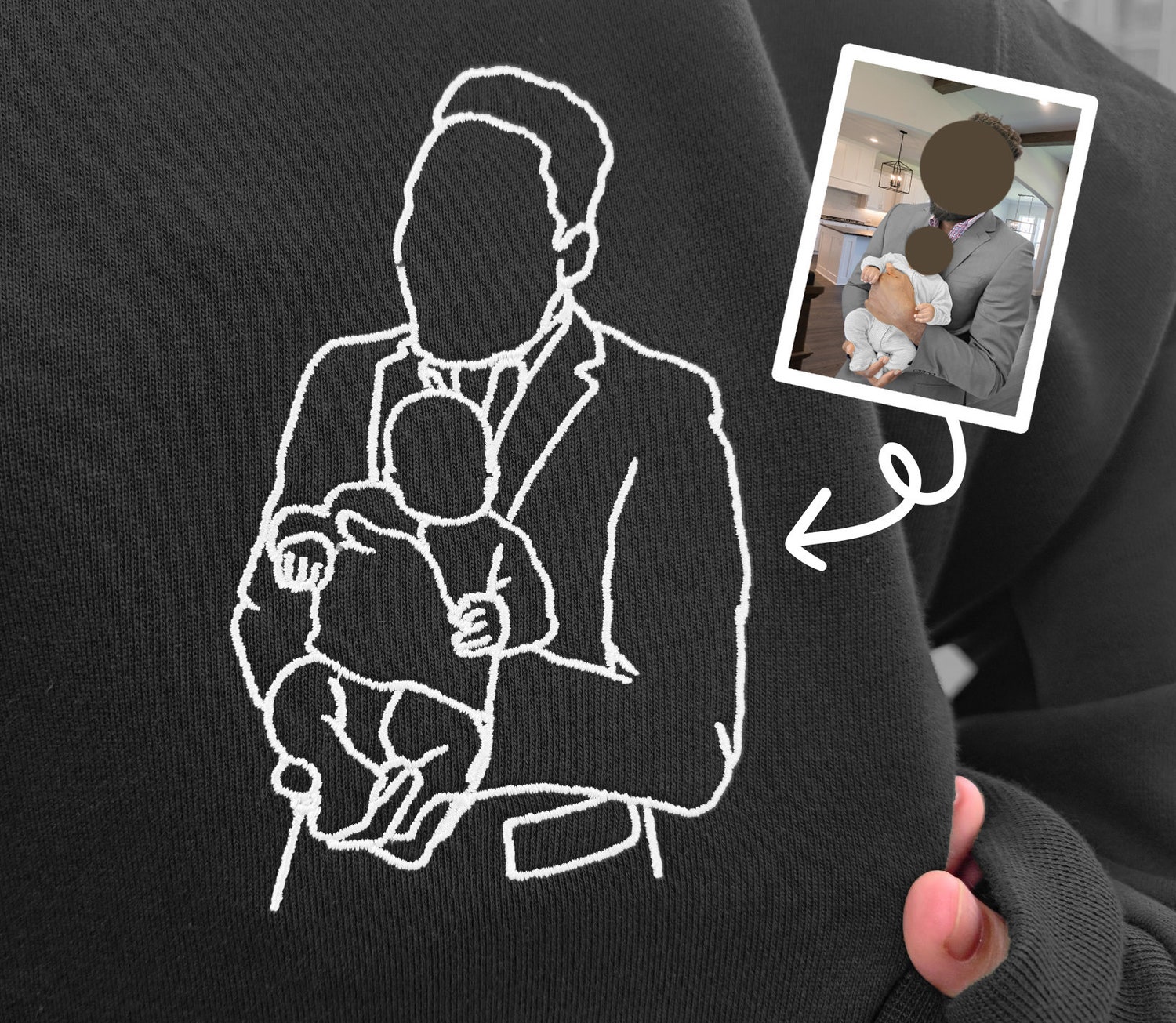 Custom Father's Day Embroidered Sweatshirt - Family Portrait Hoodie - Funny Dad Gifts image 1