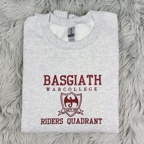 BASGIATH War College Embroidered Crewneck Fourth Wing Dragons and Books Sweater image 0