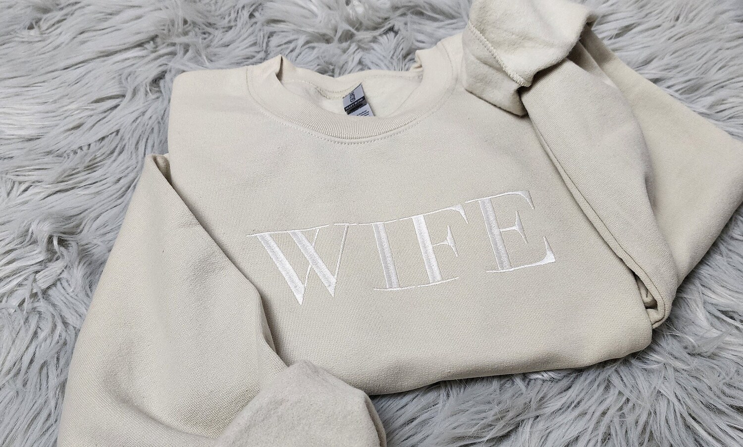 Wife Embroidered Crewneck Sweatshirt Perfect Gift for Her Custom Embroidered Shirt image 3