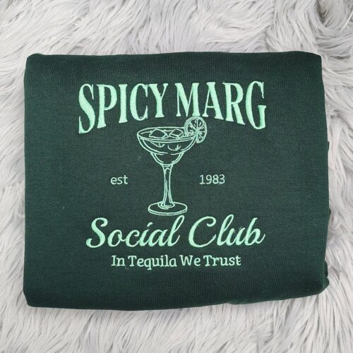 Spicy Margarita Social Club Embroidered Crewneck Sweatshirt Margarita Graphic Shirt image 0