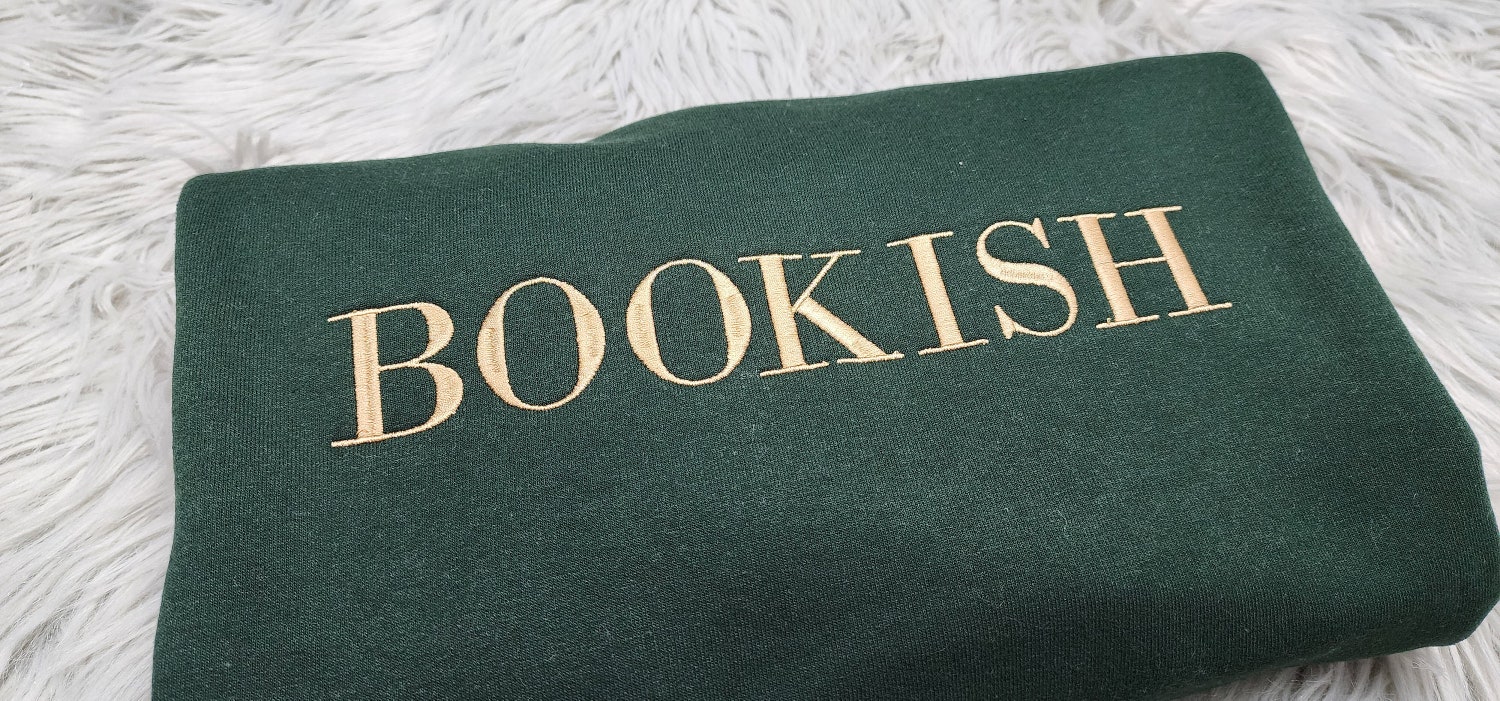 Bookish Embroidered Crewneck Sweatshirt Hoodie Read More Books Book Lover Apparel image 1