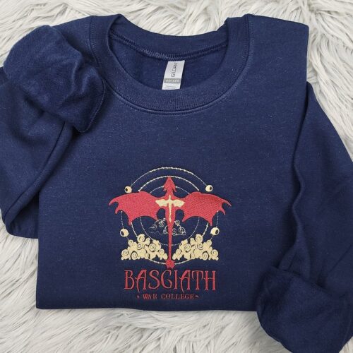 Embroidered BASGIATH War College Crewneck Fourth Wing Dragon Sweater Book Lover Gift image 0