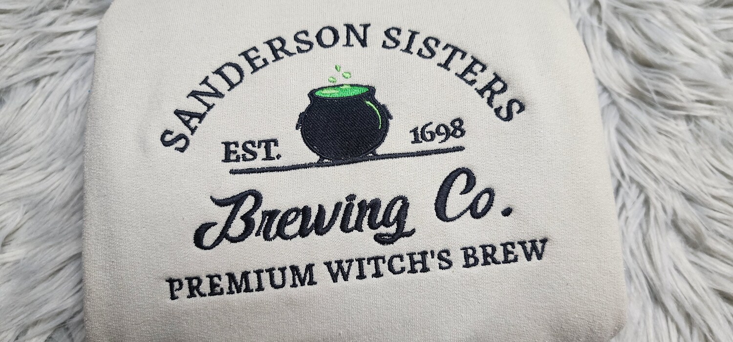 Sanderson Sisters Embroidered Halloween Crewneck Sweatshirt Witches Brew Hoodie image 1