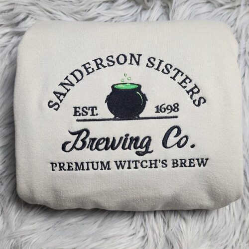 Sanderson Sisters Embroidered Halloween Crewneck Sweatshirt Witches Brew Hoodie image 0