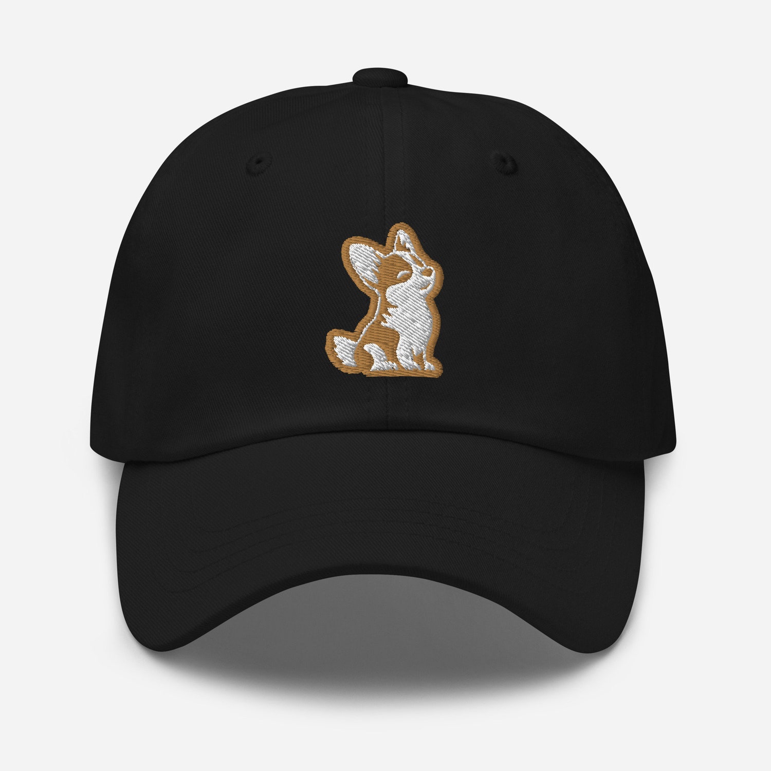 Welsh Corgi Dad Hat - Gold & White Embroidered Adjustable Baseball Cap - Puppy Lover Gift image 1